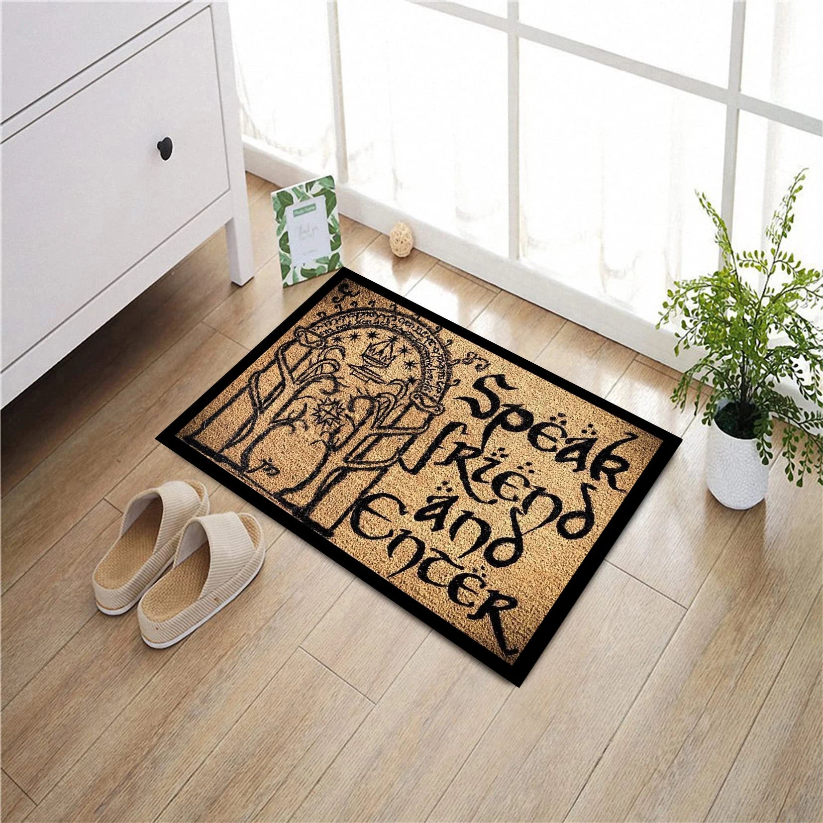 Navak Carpet Speak Friend and Enter Doormat Non slip Rubber Backing  Outdoor Entrance Floor Mat,Decorative Rugs,Welcome Mat for Home Entryway