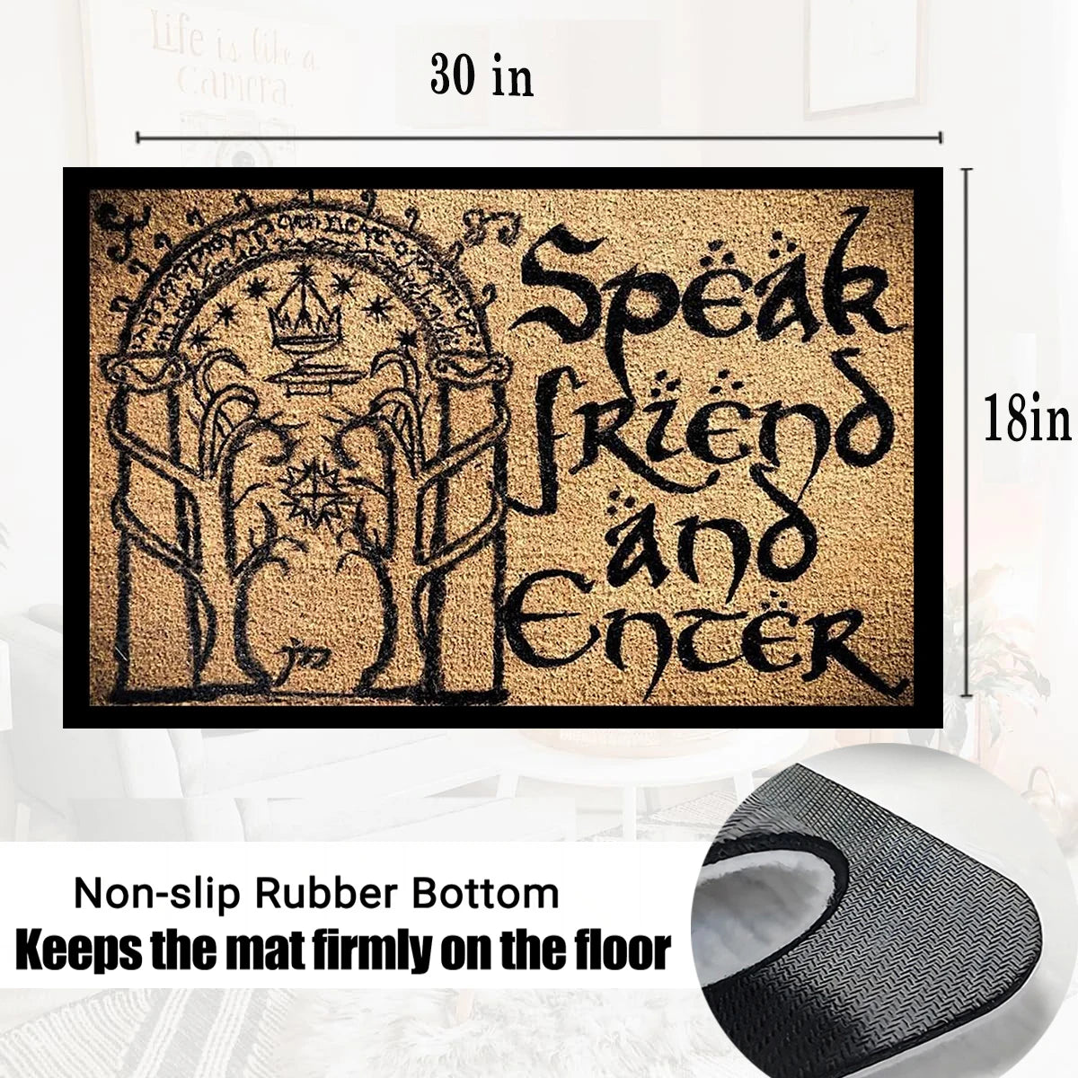 Navak Carpet Speak Friend and Enter Doormat Non slip Rubber Backing  Outdoor Entrance Floor Mat,Decorative Rugs,Welcome Mat for Home Entryway
