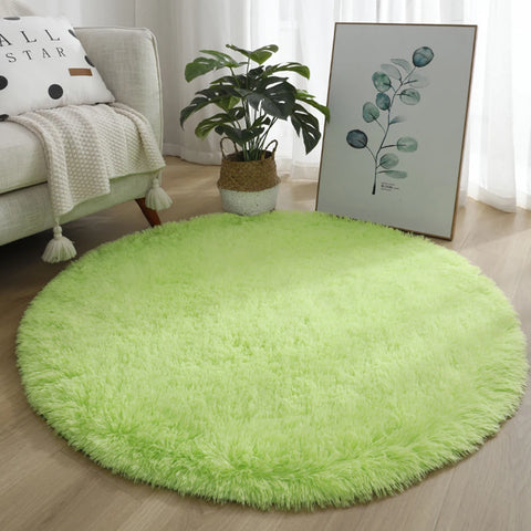 Navak Carpet 40/60/80cm Small Round Shaggy Rug Soft Anti-Skid Mat Living Room Bedroom Carpet Home Decor Winter Colorful Tie Dye Print Rugs