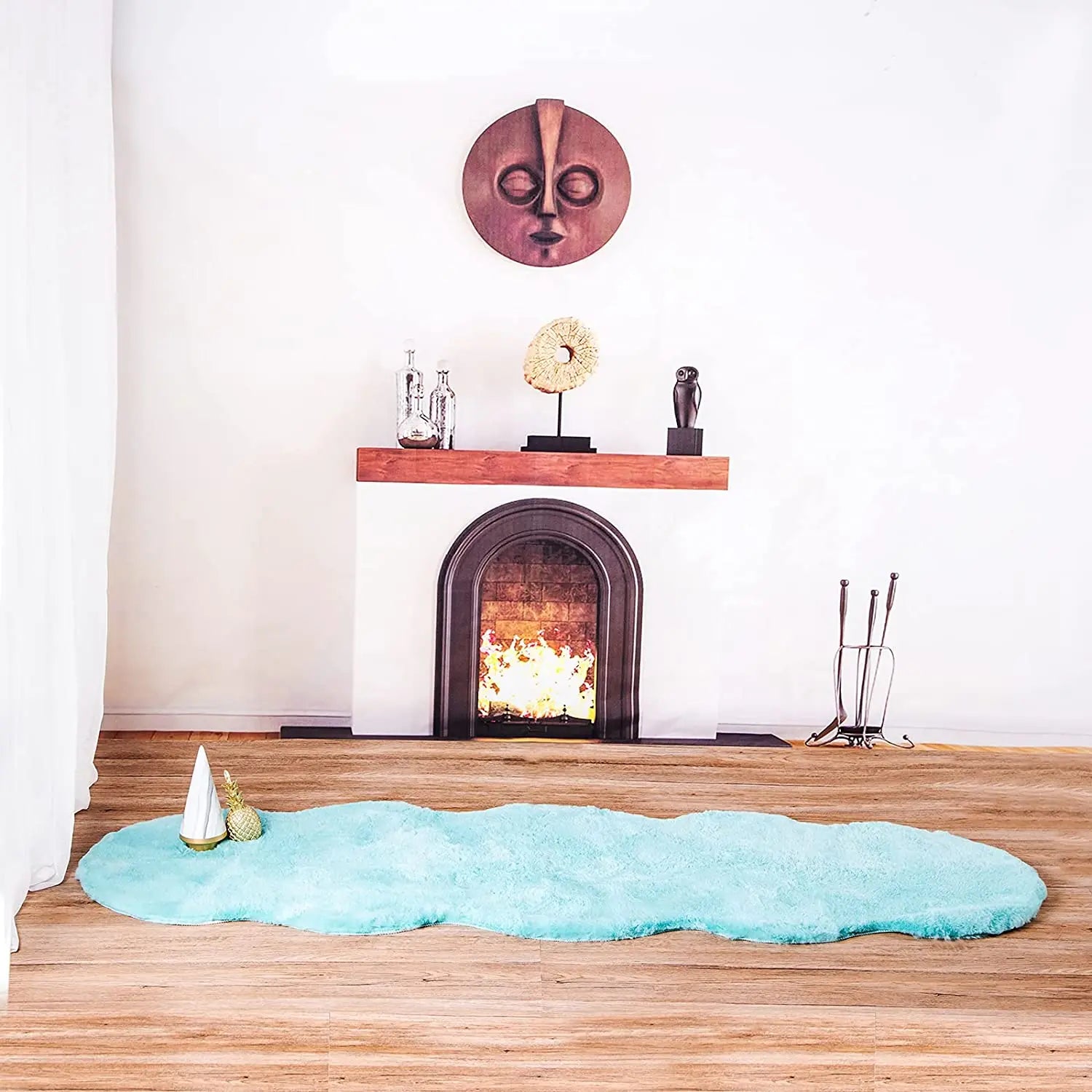 Navak Carpet Ultra Soft Faux Rabbit Fur Rug Living Room Carpet Fuzzy Area Rug Fluffy Bedside Carpet Baby Crawling Mat Bedroom Decor Rug Blue