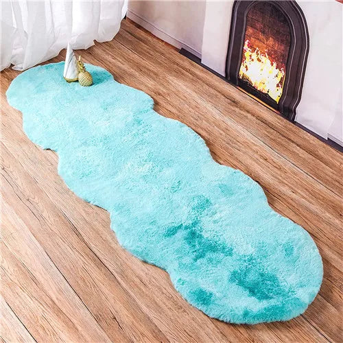 Navak Carpet Ultra Soft Faux Rabbit Fur Rug Living Room Carpet Fuzzy Area Rug Fluffy Bedside Carpet Baby Crawling Mat Bedroom Decor Rug Blue