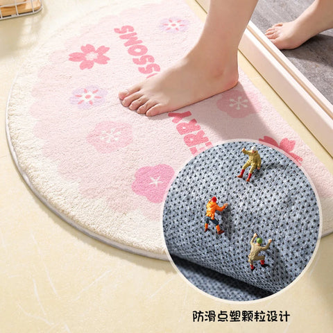 Navak Carpet Ins Simple Bath Mats Small Fresh Flowers Floor Rug Home Entrance Carpet Bedroom Toilet Bathroom Door Absorbent Non-Slip Foot Pad