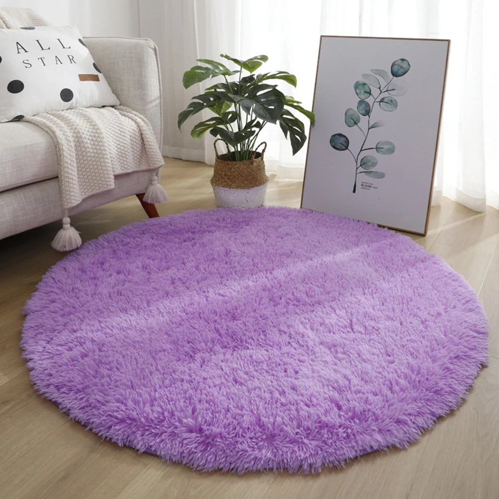 Navak Carpet 40/60/80cm Small Round Shaggy Rug Soft Anti-Skid Mat Living Room Bedroom Carpet Home Decor Winter Colorful Tie Dye Print Rugs