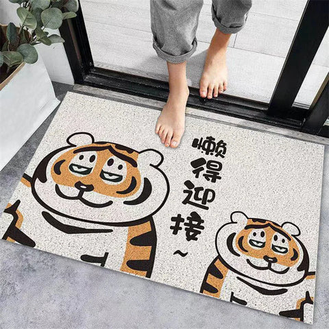 Navak Carpet Cartoon Tiger Sand Scraping Door Entrance Doormat, Non-slip Rug, Dust Removal Carpet, Wire Loop Footpad, Hallway Bath