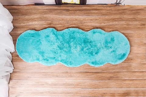 Navak Carpet Ultra Soft Faux Rabbit Fur Rug Living Room Carpet Fuzzy Area Rug Fluffy Bedside Carpet Baby Crawling Mat Bedroom Decor Rug Blue