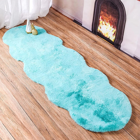Navak Carpet Ultra Soft Faux Rabbit Fur Rug Living Room Carpet Fuzzy Area Rug Fluffy Bedside Carpet Baby Crawling Mat Bedroom Decor Rug Blue