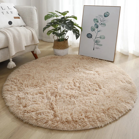 Navak Carpet 40/60/80cm Small Round Shaggy Rug Soft Anti-Skid Mat Living Room Bedroom Carpet Home Decor Winter Colorful Tie Dye Print Rugs