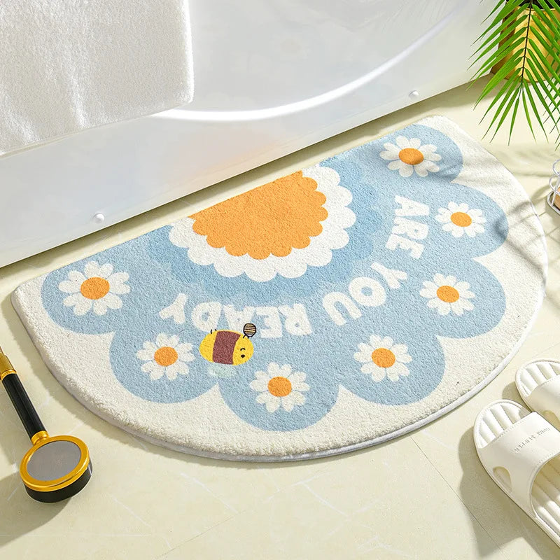 Navak Carpet Ins Simple Bath Mats Small Fresh Flowers Floor Rug Home Entrance Carpet Bedroom Toilet Bathroom Door Absorbent Non-Slip Foot Pad