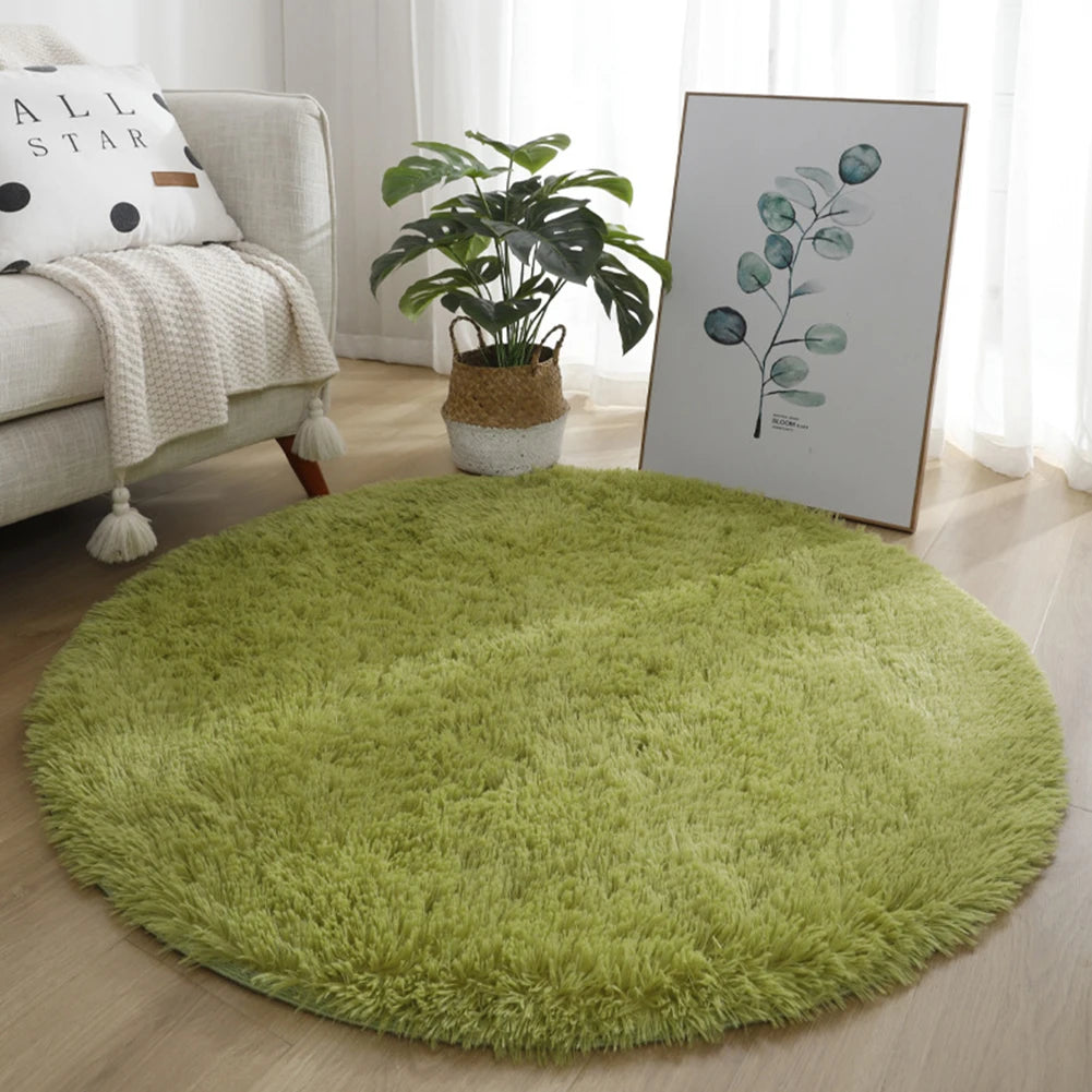 Navak Carpet 40/60/80cm Small Round Shaggy Rug Soft Anti-Skid Mat Living Room Bedroom Carpet Home Decor Winter Colorful Tie Dye Print Rugs