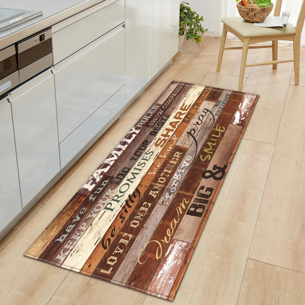 Navak Carpet Nordic Kitchen Mat Bedroom Entrance Doormat Home Hallway Floor Decoration Living Room Carpet Wood grain Bathroom Anti-Slip Rug