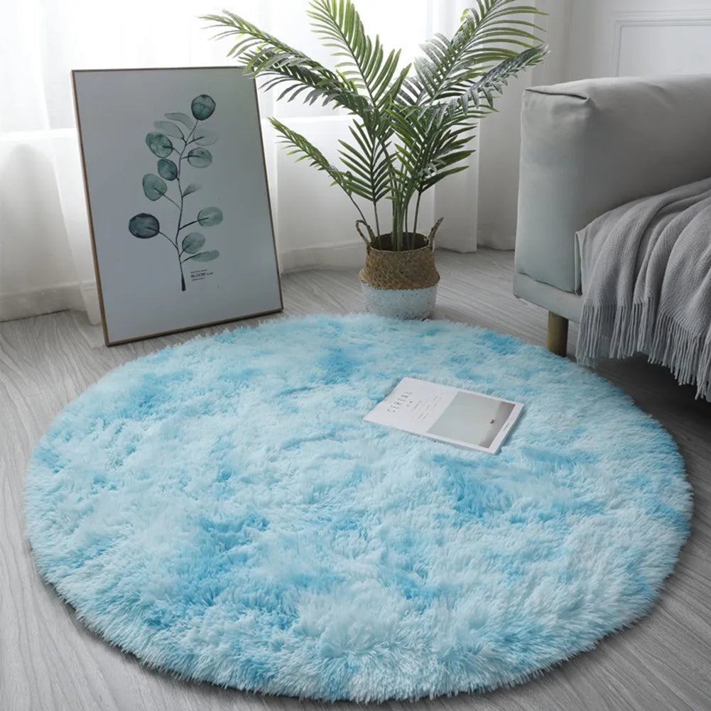 Navak Carpet 40/60/80cm Small Round Shaggy Rug Soft Anti-Skid Mat Living Room Bedroom Carpet Home Decor Winter Colorful Tie Dye Print Rugs