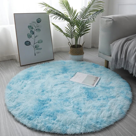 Navak Carpet 40/60/80cm Small Round Shaggy Rug Soft Anti-Skid Mat Living Room Bedroom Carpet Home Decor Winter Colorful Tie Dye Print Rugs