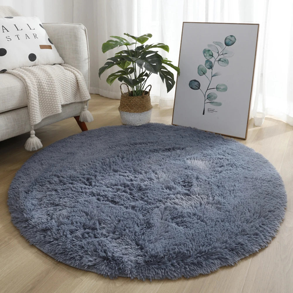 Navak Carpet 40/60/80cm Small Round Shaggy Rug Soft Anti-Skid Mat Living Room Bedroom Carpet Home Decor Winter Colorful Tie Dye Print Rugs