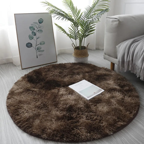 Navak Carpet 40/60/80cm Small Round Shaggy Rug Soft Anti-Skid Mat Living Room Bedroom Carpet Home Decor Winter Colorful Tie Dye Print Rugs