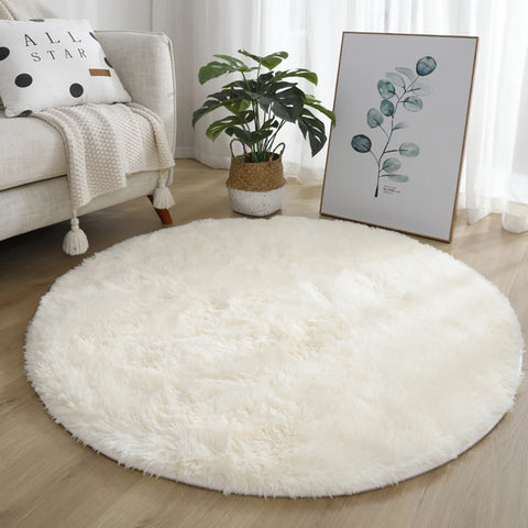 Navak Carpet 40/60/80cm Small Round Shaggy Rug Soft Anti-Skid Mat Living Room Bedroom Carpet Home Decor Winter Colorful Tie Dye Print Rugs