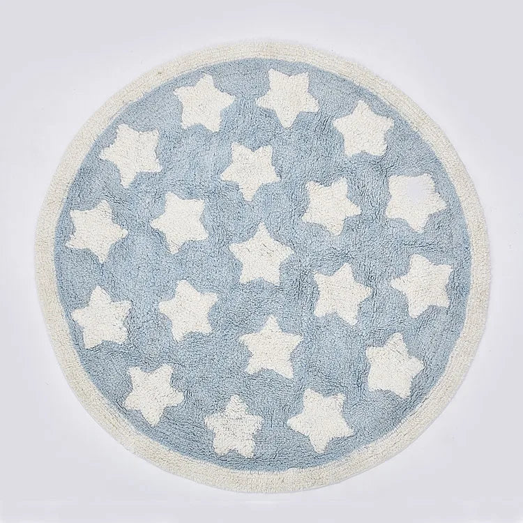 Navak Carpet Star Rug Tapete Infantil Round Nordic Cotton Floor Mat Kilim Soft Blue Rugs for Baby Children Kids Bedroom Living Room Decor