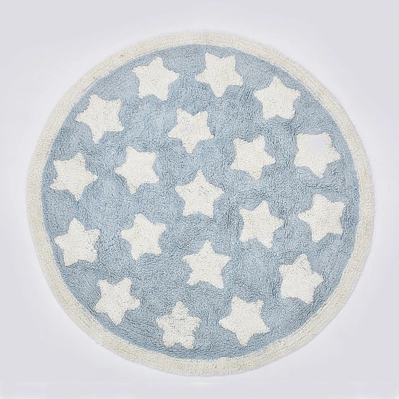 Navak Carpet Star Rug Tapete Infantil Round Nordic Cotton Floor Mat Kilim Soft Blue Rugs for Baby Children Kids Bedroom Living Room Decor