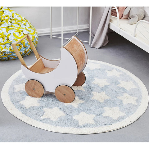Navak Carpet Star Rug Tapete Infantil Round Nordic Cotton Floor Mat Kilim Soft Blue Rugs for Baby Children Kids Bedroom Living Room Decor