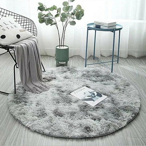 Navak Carpet 40/60/80cm Small Round Shaggy Rug Soft Anti-Skid Mat Living Room Bedroom Carpet Home Decor Winter Colorful Tie Dye Print Rugs