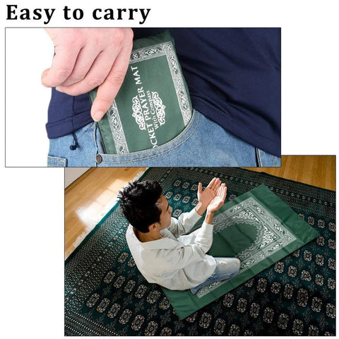 Navak Carpet Portable Muslim Travel Prayer Mat Prayer Rug with Compass and Booklet Musallah Pads Carpet Outdoor Ramadan Islamic Gift