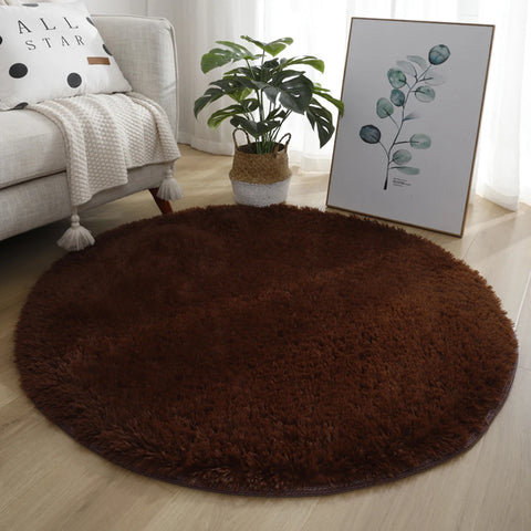 Navak Carpet 40/60/80cm Small Round Shaggy Rug Soft Anti-Skid Mat Living Room Bedroom Carpet Home Decor Winter Colorful Tie Dye Print Rugs