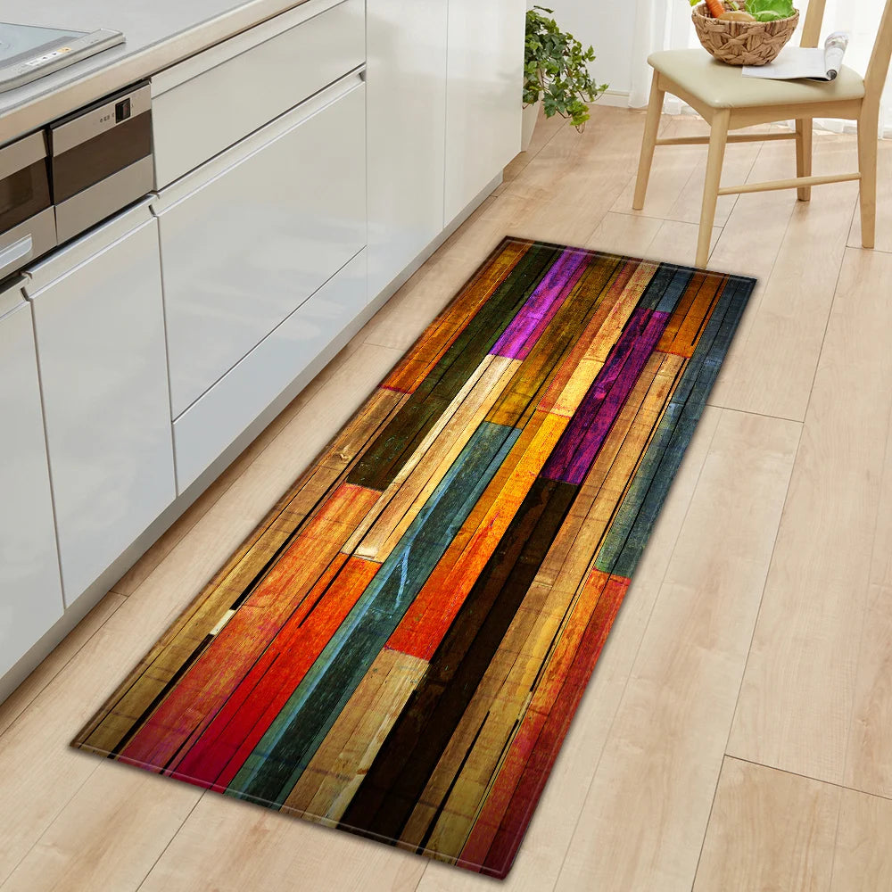 Navak Carpet Nordic Kitchen Mat Bedroom Entrance Doormat Home Hallway Floor Decoration Living Room Carpet Wood grain Bathroom Anti-Slip Rug