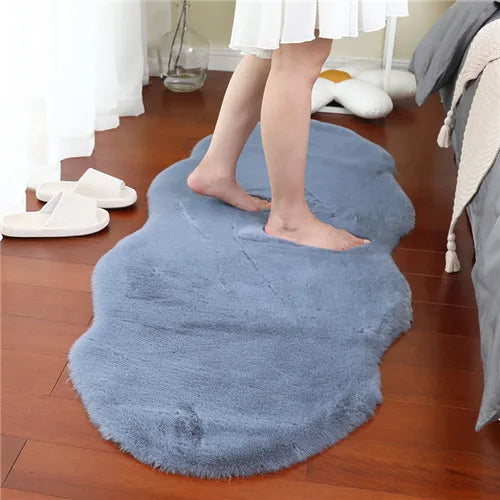 Navak Carpet Ultra Soft Faux Rabbit Fur Rug Living Room Carpet Fuzzy Area Rug Fluffy Bedside Carpet Baby Crawling Mat Bedroom Decor Rug Blue