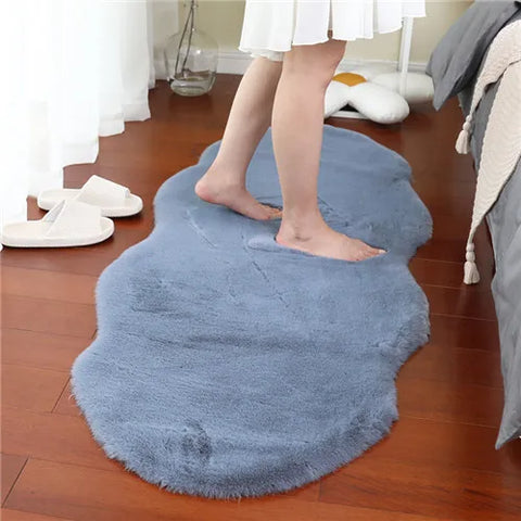 Navak Carpet Ultra Soft Faux Rabbit Fur Rug Living Room Carpet Fuzzy Area Rug Fluffy Bedside Carpet Baby Crawling Mat Bedroom Decor Rug Blue