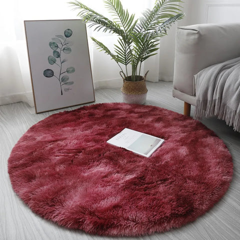 Navak Carpet 40/60/80cm Small Round Shaggy Rug Soft Anti-Skid Mat Living Room Bedroom Carpet Home Decor Winter Colorful Tie Dye Print Rugs