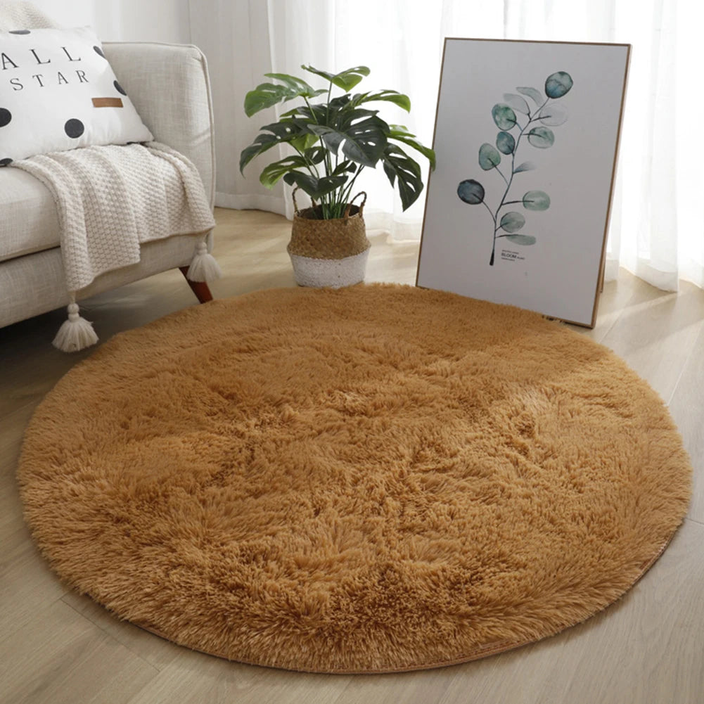 Navak Carpet 40/60/80cm Small Round Shaggy Rug Soft Anti-Skid Mat Living Room Bedroom Carpet Home Decor Winter Colorful Tie Dye Print Rugs