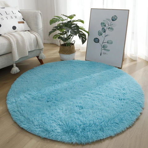 Navak Carpet 40/60/80cm Small Round Shaggy Rug Soft Anti-Skid Mat Living Room Bedroom Carpet Home Decor Winter Colorful Tie Dye Print Rugs