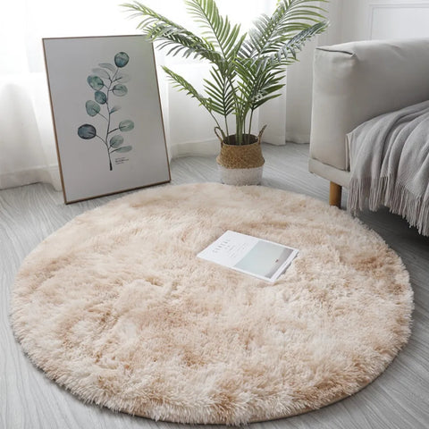 Navak Carpet 40/60/80cm Small Round Shaggy Rug Soft Anti-Skid Mat Living Room Bedroom Carpet Home Decor Winter Colorful Tie Dye Print Rugs