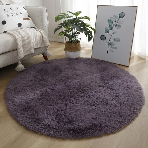 Navak Carpet 40/60/80cm Small Round Shaggy Rug Soft Anti-Skid Mat Living Room Bedroom Carpet Home Decor Winter Colorful Tie Dye Print Rugs
