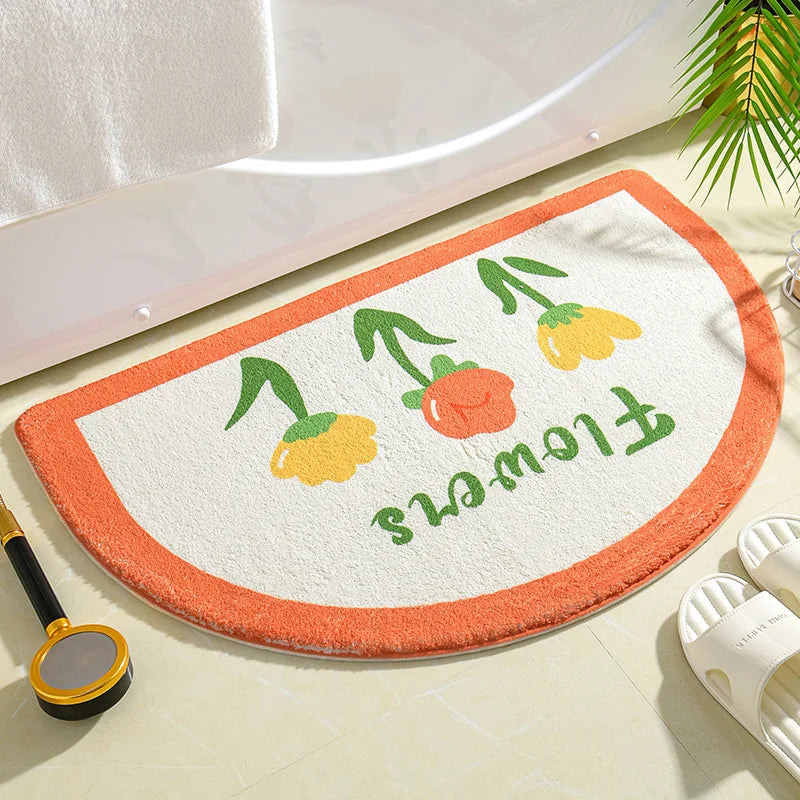 Navak Carpet Ins Simple Bath Mats Small Fresh Flowers Floor Rug Home Entrance Carpet Bedroom Toilet Bathroom Door Absorbent Non-Slip Foot Pad