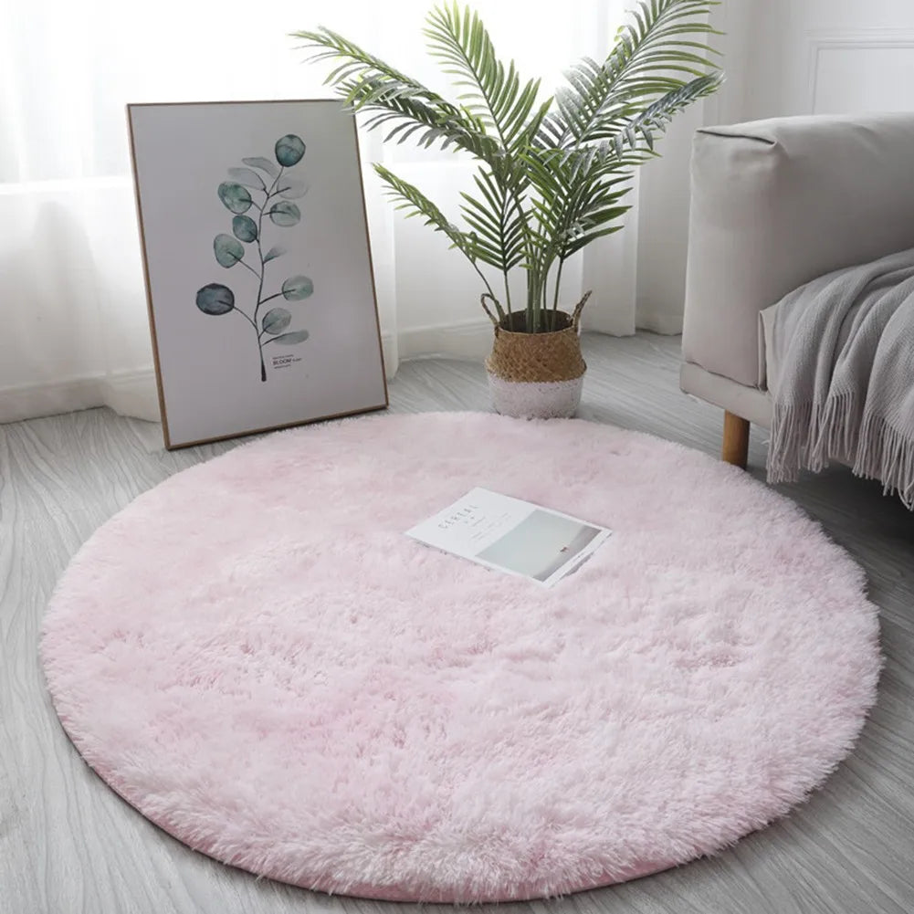 Navak Carpet 40/60/80cm Small Round Shaggy Rug Soft Anti-Skid Mat Living Room Bedroom Carpet Home Decor Winter Colorful Tie Dye Print Rugs