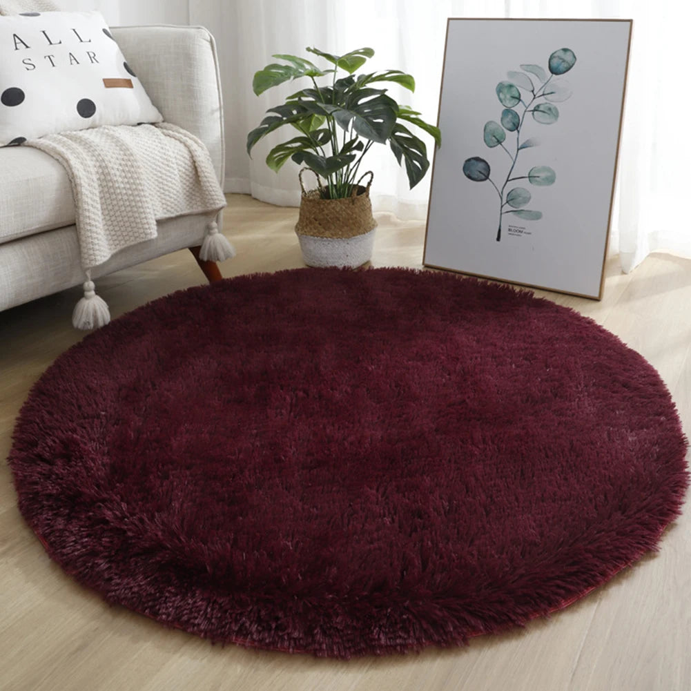 Navak Carpet 40/60/80cm Small Round Shaggy Rug Soft Anti-Skid Mat Living Room Bedroom Carpet Home Decor Winter Colorful Tie Dye Print Rugs
