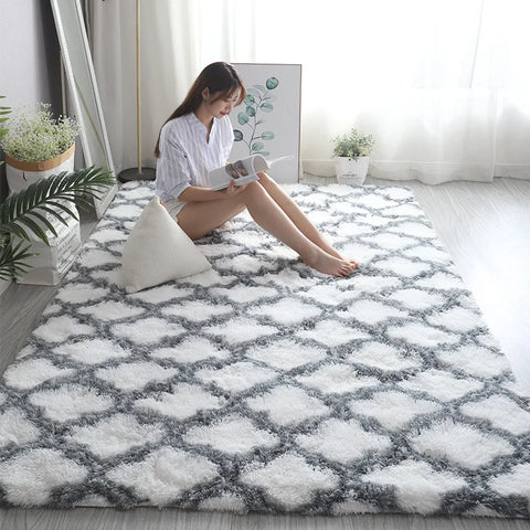 Navak Carpet Gray Bedroom Living Room Home Carpet Nordic Fluffy Plush Children's Room Decor Non Slip Mats Lounge Porch Table Coffee Large Rug