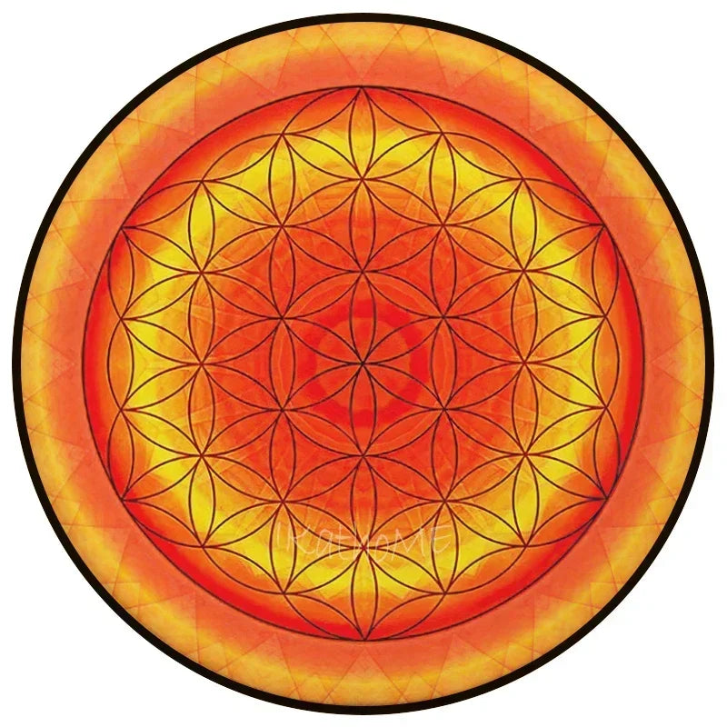 Navak Carpet Yin Yang Tai Chi Round Carpet Flower of Life Gym Carpets Circle Rug Indian Buddha Yoga Meditation Mats Non-slip Chair Mat Decor