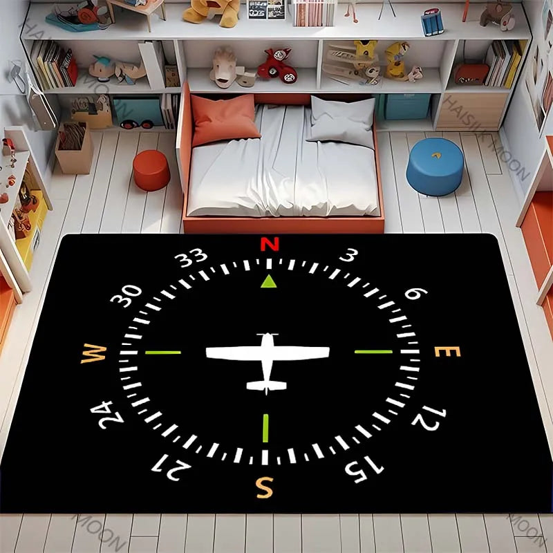 Navak Carpet 3D HD Aviation Theme Airplane Runway Printed Carpet! Anti-slip Sound Insulation, Living Room Bedroom Entrance Door Mat Sofa Rugs
