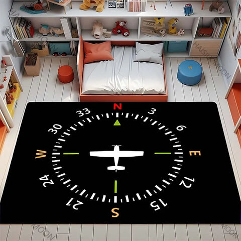 Navak Carpet 3D HD Aviation Theme Airplane Runway Printed Carpet! Anti-slip Sound Insulation, Living Room Bedroom Entrance Door Mat Sofa Rugs