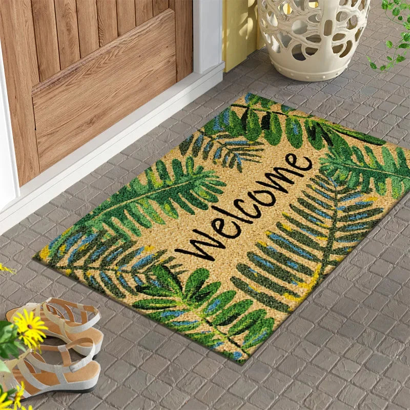 Navak Carpet 1Pc Plant Print Welcome Mat Non Slip Area Rugs On Both Sides Easy To Clean Floor Rug Indoor Outdoor Home Decorations Carpet
