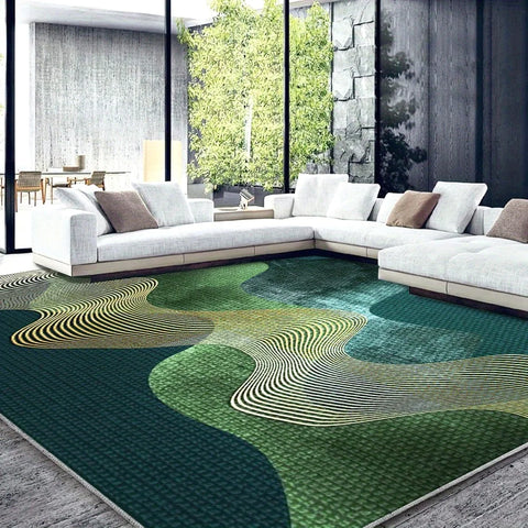 Navak Carpet Modern Wave Pattern Green Carpet - Non-slip Soft Carpet for Living Room Bedroom - Eco-friendly Home Decor (Multiple Sizes)"