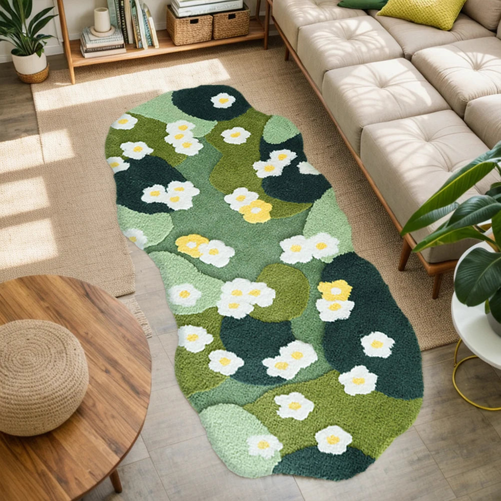 Navak Carpet Nordic 3D Moss Rug Carpet Fluffy Green Forest Irregular Floor Mat Moss Carpet Three-Dimensional Flocking Bedroom Rug