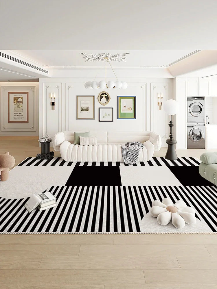 Navak Carpet Modern Luxury Bedroom Decor Bedside Carpet Large Area Black White Carpets for Living RoomPlush Rug HomeMat