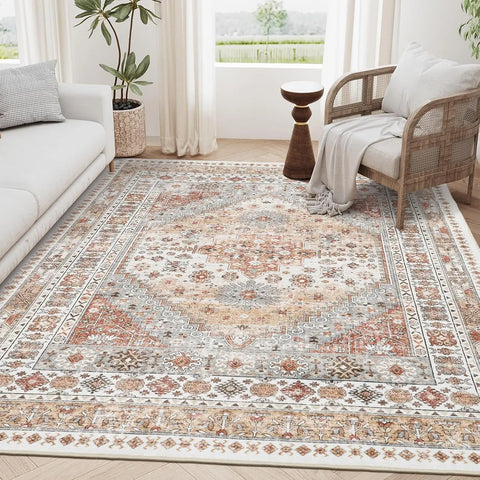 Navak Carpet zesthomeArea Rugs - Ultra-Thin Washble Rug, Stain Resistant Anti Slip Backing Rugs for Living Room,Bedroom, Vintage Home De