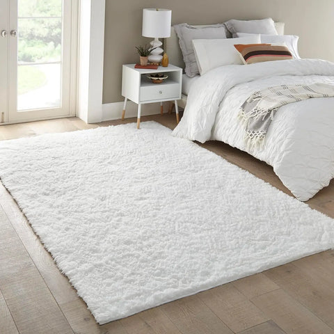 Navak Carpet Silky Plush Fluffy Carpet Soft Shaggy Sofa Area Rug for Living Room Bedroom Floor Mat Kids Play Cushion Home Decor Gray Beige