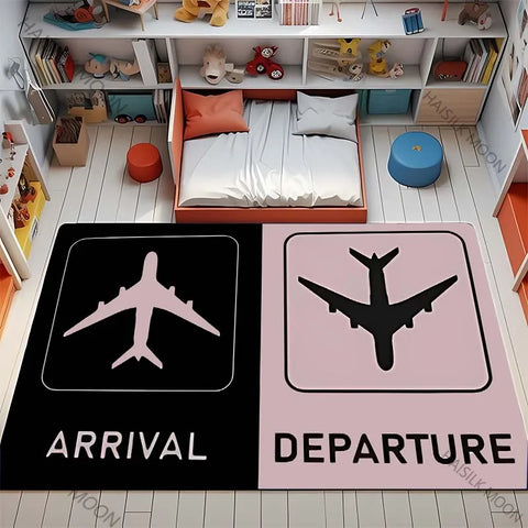 Navak Carpet 3D HD Aviation Theme Airplane Runway Printed Carpet! Anti-slip Sound Insulation, Living Room Bedroom Entrance Door Mat Sofa Rugs