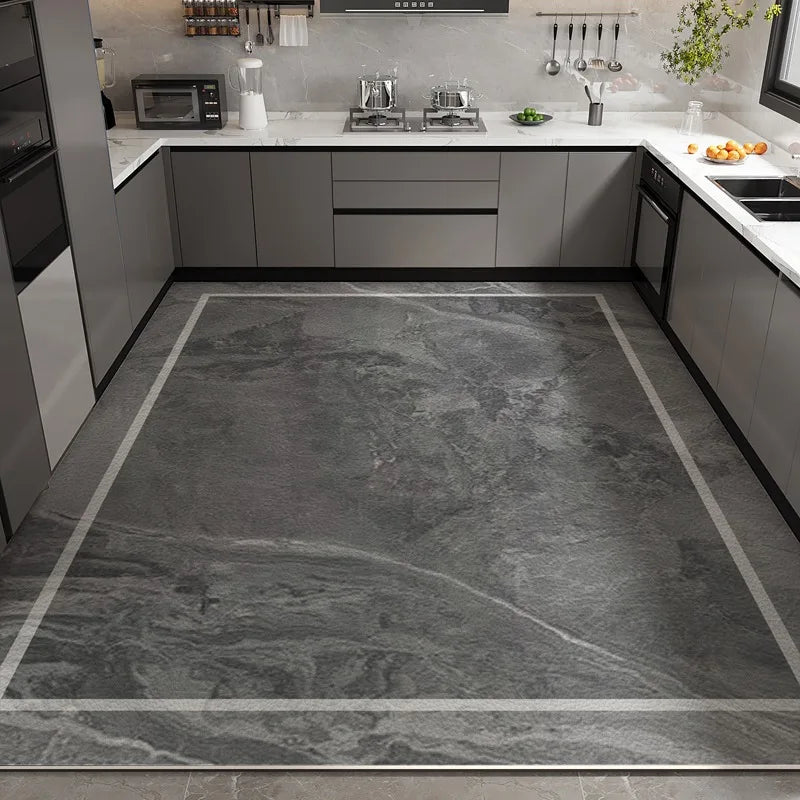 Navak Carpet Kitchen Floor Mat Waterproof Non-slip Oil-resistant Leather Carpet PVC Large Size Imitation Marble Geometric Rug Home Decora Mat