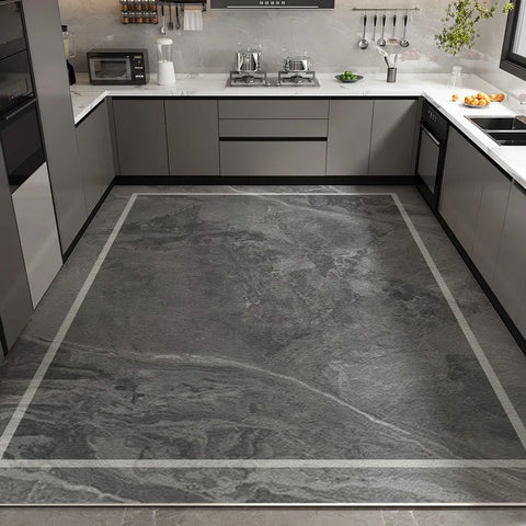 Navak Carpet Kitchen Floor Mat Waterproof Non-slip Oil-resistant Leather Carpet PVC Large Size Imitation Marble Geometric Rug Home Decora Mat