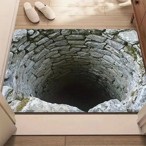 Navak Carpet Front Door Mat Entrance Brick Bottomless Hole Area Rug 3D Trap Optical Visual Illusion Rugs Playroom Floor Carpet Mat